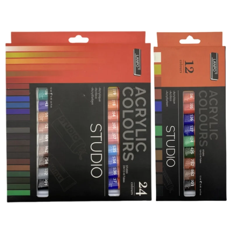 24 Farben / 12 Farben / 12 ml Acrylfarben-Set Studio-Anfänger Malerei handbemalte Tube Acryl Image