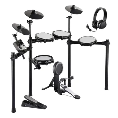 VEVOR E-Drum-Set, 32 Drum-Kits und 480 Sounds, elektronisches Schlagzeug, USB-MIDI-unterstütztes 203,2 mm Leises Mesh-Snare-E-Drum-Set mit 254 mm Becken, Drumsticks und Pedalen, E Drums
