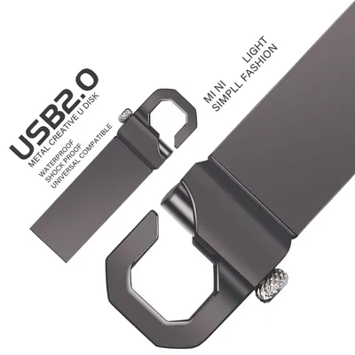 Hochgeschwindigkeits-USB 2.0-Flash-Laufwerke, 64 GB, Metall-Mini-Karabiner, Modell-Stick, 32 GB, 16 Image