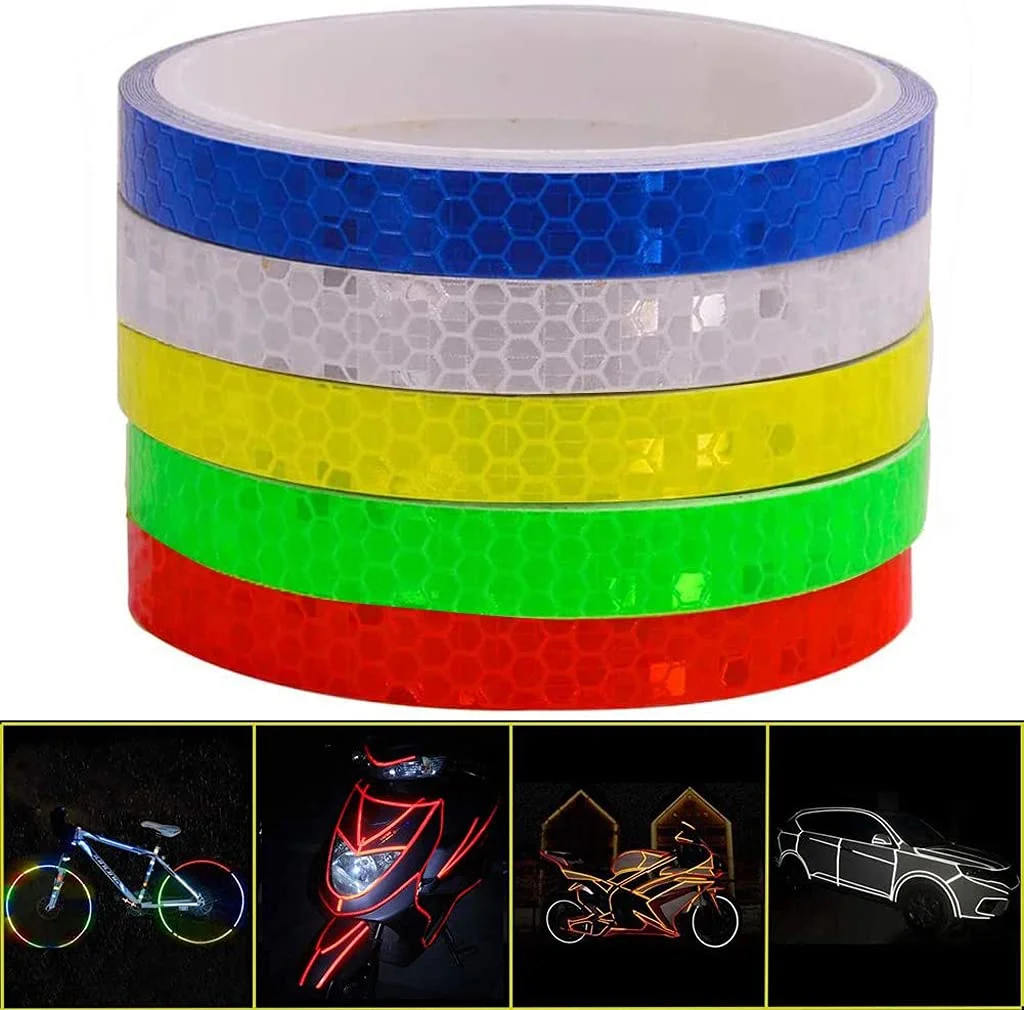Reflektierende Bänder mit Aufklebern, reflektierende Warnbänder für Fahrradsicherheit, wasserdichte reflektierende Klebeband für Fahrradfelgen im Freien Image