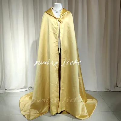 Goldener Hochzeits umhang langer Braut umhang Satin umhang mit Kapuze Image