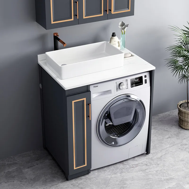 Balkon Space Aluminium Waschmaschinenschrank Badezimmerschrank Waschbecken Integrierte Kombination Toilette Waschtisch