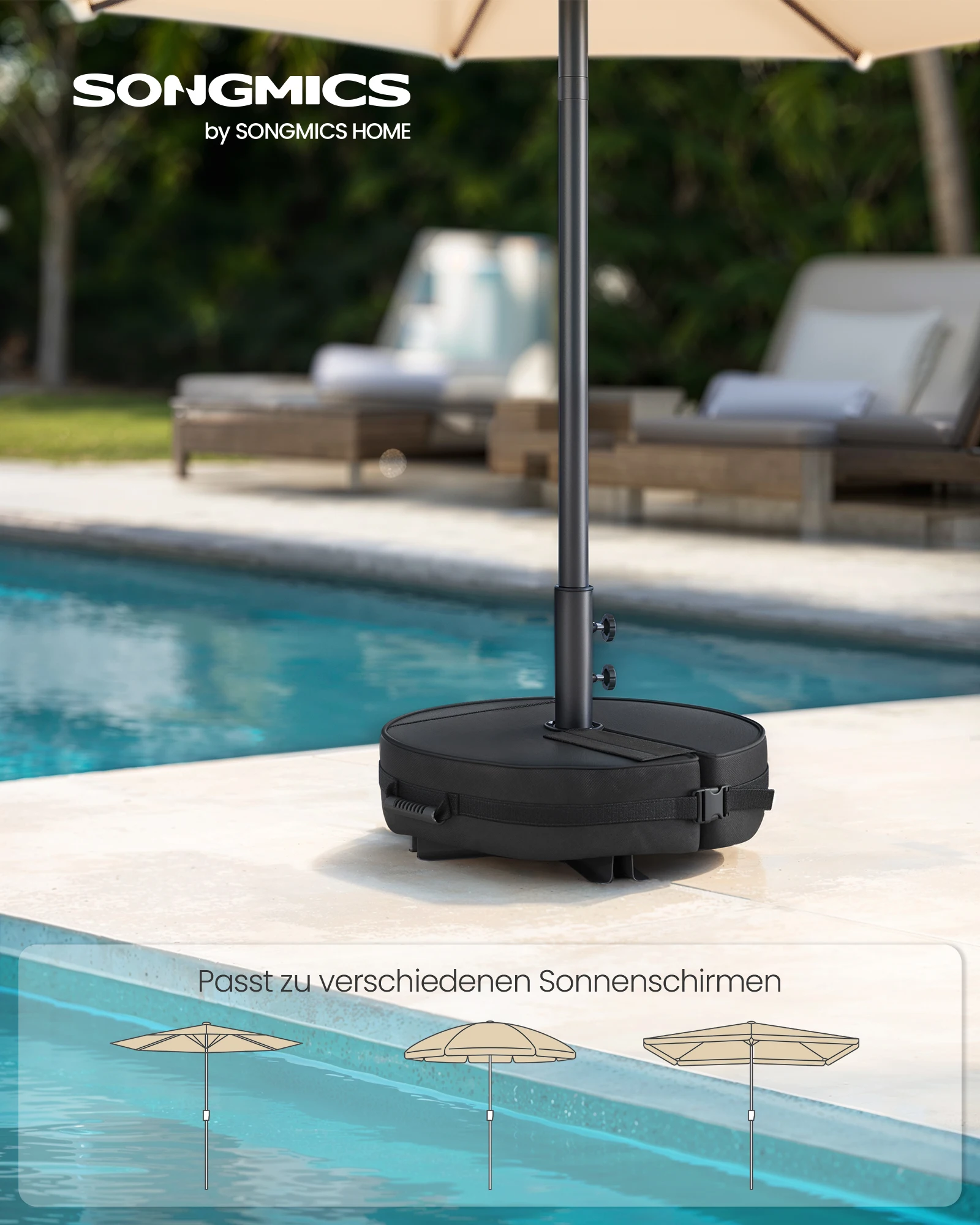 SONGMICS Sonnenschirmständer, Schirmständer, mit Sand befüllbar, Schirmhalter, für 1,5-3 m Sonnenschirm, Sonnenschirmfuß Image