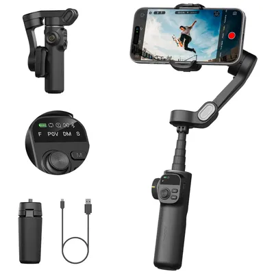 AOCHUAN Smart Gimbal Stabilizer X2 Mit integriertem Verlängerungsstange und LED-Anzeige Für iPhone und Android Smartphone Gimbal Schwarz