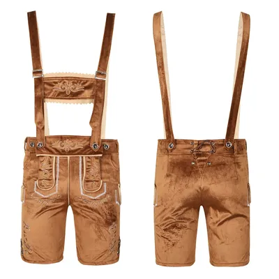 Männliches deutsches Oktoberfest Lederhosen Kostüm Kurzarm Hosenträger Strampler Hemd Hut Image