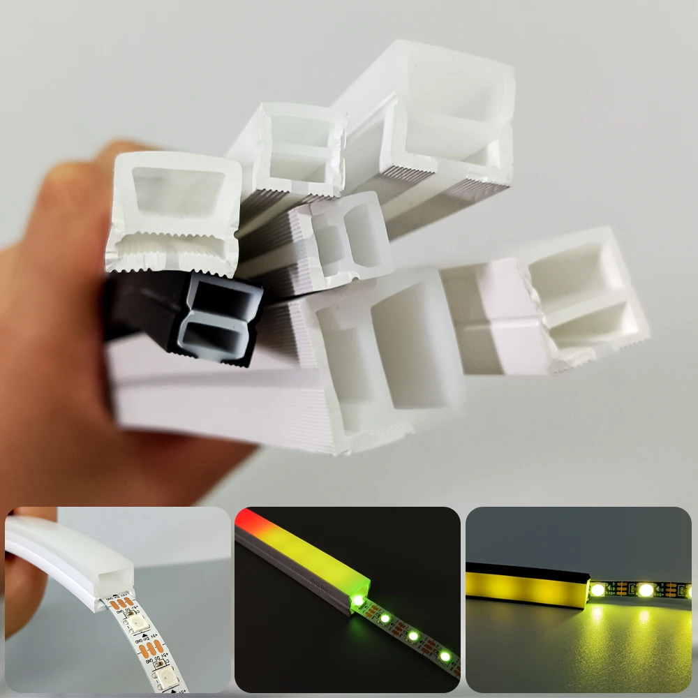 0,5 m-5 m LED Silikon Neon Rohr Flexible Abdeckung Rohr Weiß Schwarz Für 5mm 6mm 10mm 12mm SMD WS2811 WS2812 LED Licht Streifen Image