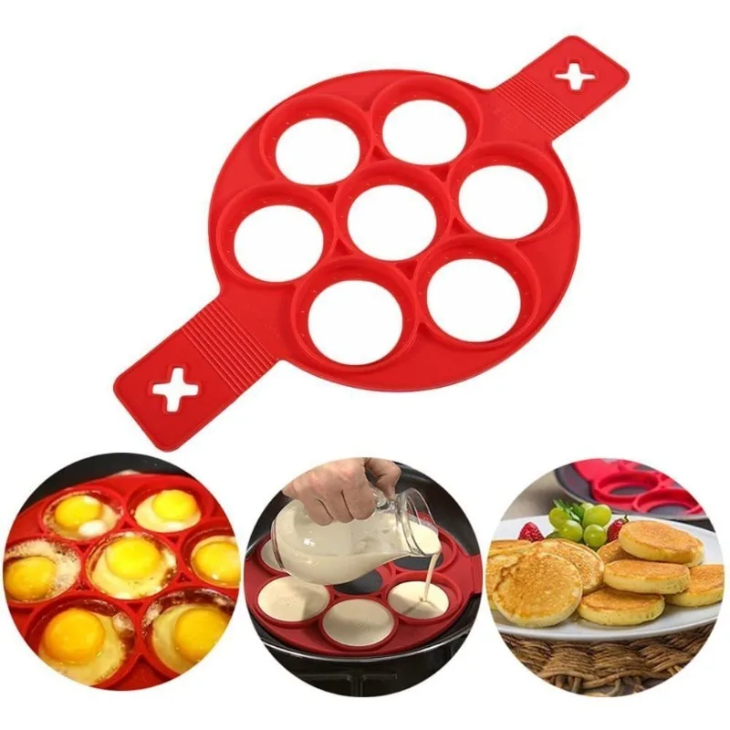Silikon-Pfannkuchen-Maker-Form, antihaftbeschichtet, Eierring, Kochwerkzeug, Flip-Herd für Frühstück, Omelette, wiederverwendbar, hitzebeständig, Backform Image