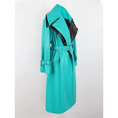 Mauroicardi Spring Autumn Long Waterproof Patchwork Pu Leather Trench Coat for Women Belt Luxury Designer Emo Clothes Overcoat