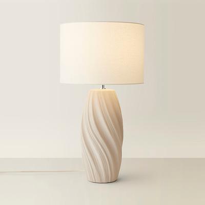 Tall Swirl Natural Table Lamp with Linen Drum Shade