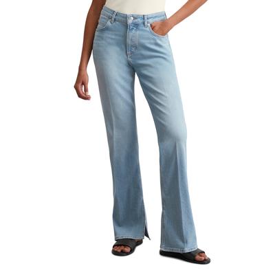 Bootcut-Jeans MARC O'POLO "Kiruna", Damen, Gr. 30, Länge 32, clean sustainable light wash, Denim/Jeans, Obermaterial: 98% Baumwolle, 2% Elasthan, modisch, lang, Jeans, Schlitze an der Beininnenseite, hohe Leibhöhe Image