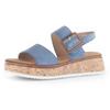 Plateausandaletten GABOR "RHODOS", Damen, Gr. 35, blau (jeansblau), Ziegenveloursleder, unifarben, modisch, Schuhe, Keilabsatz, Sommerschuh in bequemer Schuhweite G (= weit)