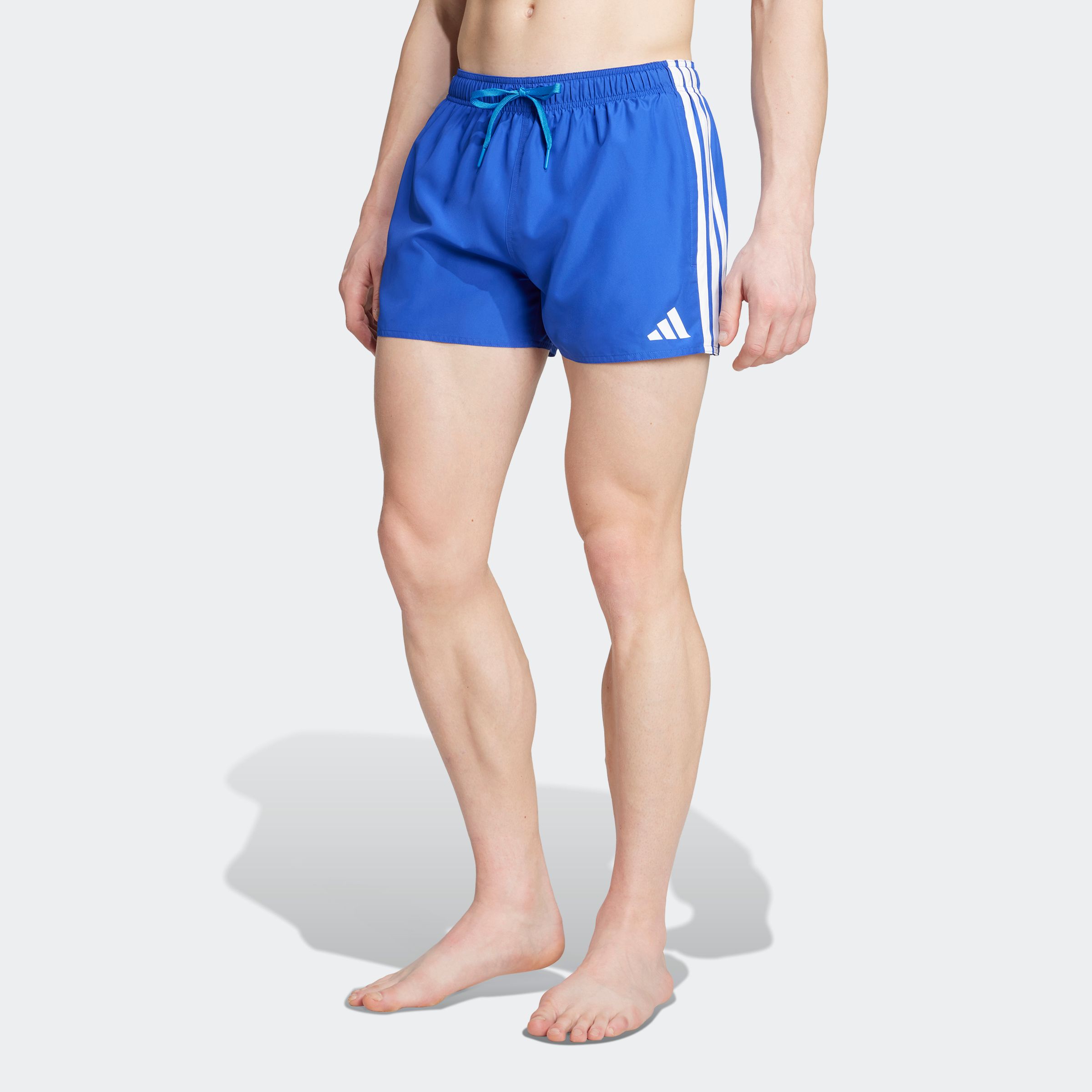 Badeshorts ADIDAS PERFORMANCE "3S BLD SH 3IN", Herren, Gr. S, N-Gr, blau (semi lucid blau, weiß), gewirkt, Obermaterial: 100% Polyester, Sportlich, Badehosen Image