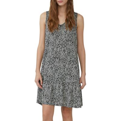 Jerseykleid S.OLIVER, Damen, Gr. 40, N-Gr, schwarz, Web, Obermaterial: 50% Baumwolle, 50% Modal, bedruckt, casual, relaxed fit knielang, V-Ausschnitt, ohne Ärmel, Kleider, mit All-Over Print Image