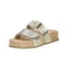 Pantolette PAUL GREEN "Paul Green Pantoletten Lederimitat", Damen, Gr. 40, grau (platin), Lederimitat, casual, Schuhe