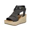 Keilsandalette BLOWFISH "Blowfish Sandalen Lederimitat/Textil", Damen, Gr. 40, schwarz, Lederimitat, Textil, casual, Schuhe