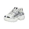 Sneaker BUFFALO "Buffalo Sneaker Lederimitat/Mesh", Damen, Gr. 37, silber, Lederimitat, Textil, casual, Schuhe