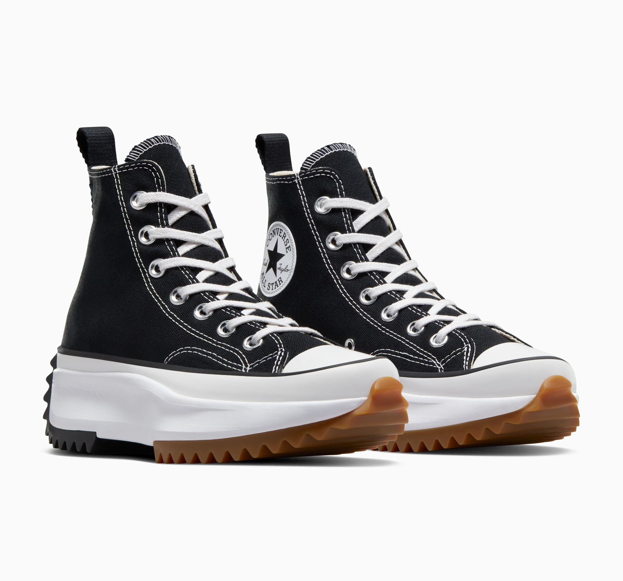Sneaker CONVERSE "RUN STAR HIKE CANVAS PLATFORM", Herren, Gr. 37, schwarz-weiß (schwarz, weiß, gum), Textil, Schuhe Sneaker