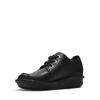 Schnürschuh CLARKS "Funny Dream", Damen, Gr. 37,5, schwarz (schwarz leather), Leder, casual, Schuhe, Freizeitschuh, Halbschuh, Komfortschuh mit Ziernaht