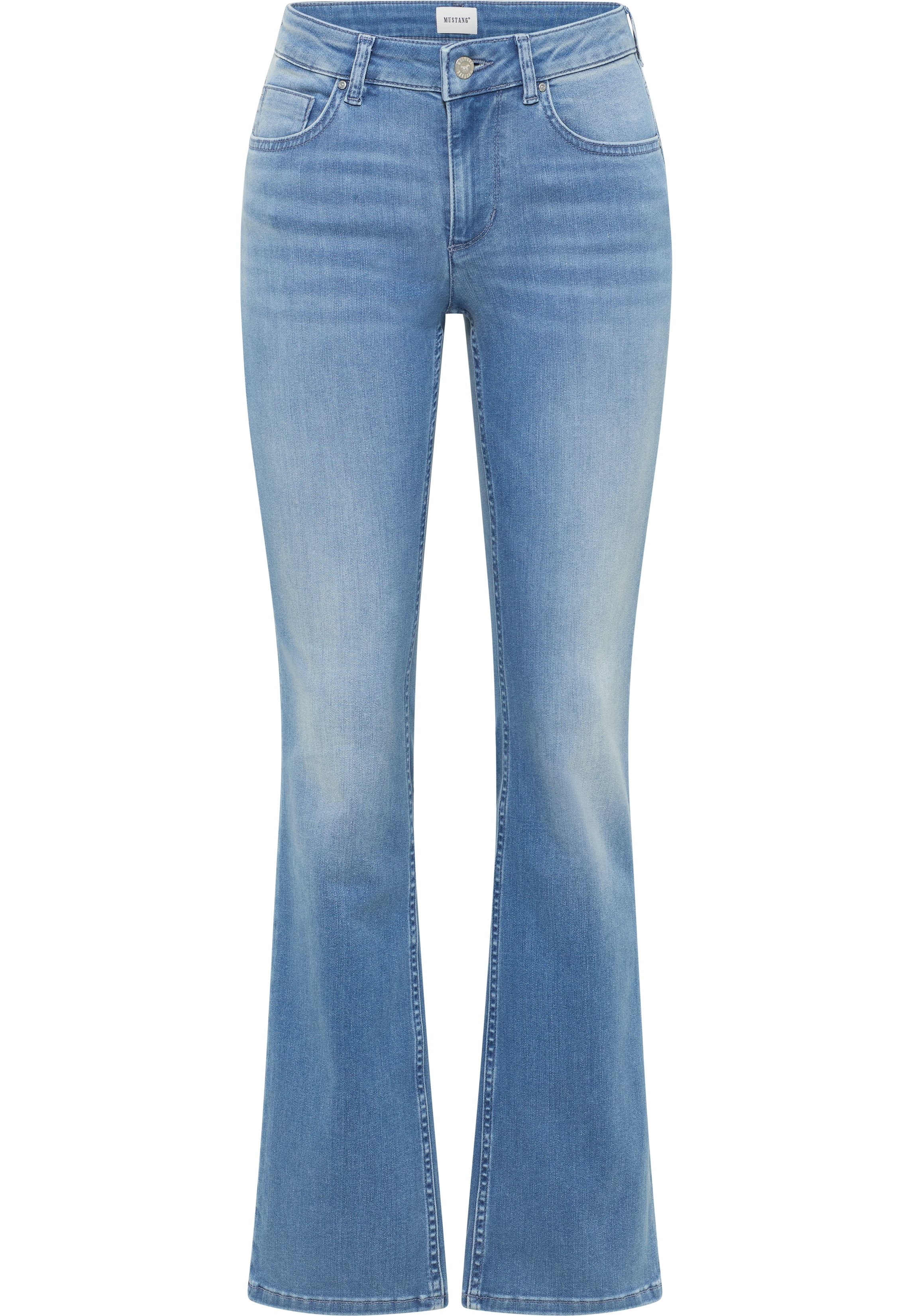 Slim-fit-Jeans MUSTANG "SHELBY", Damen, Gr. 30, Länge 30, blau (medium mid), Denim/Jeans, Obermaterial: 78% Baumwolle, 10% Lyocell, 9% Elastomultiester, 3% Elasthan, unifarben, slim fit knöchellang, Jeans Slim-fit-Jeans, im Five-Pocket Style