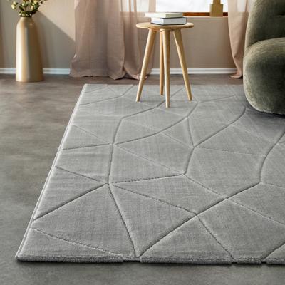 Teppich WECON HOME "Unplugged, auch in quadratischer Form", grau, B:200cm H:10mm L:200cm, Polypropylen, Teppiche, Kurzflor, Hoch Tief Struktur, gewebt, Wohnzimmer, Schlafzimmer, modern Image