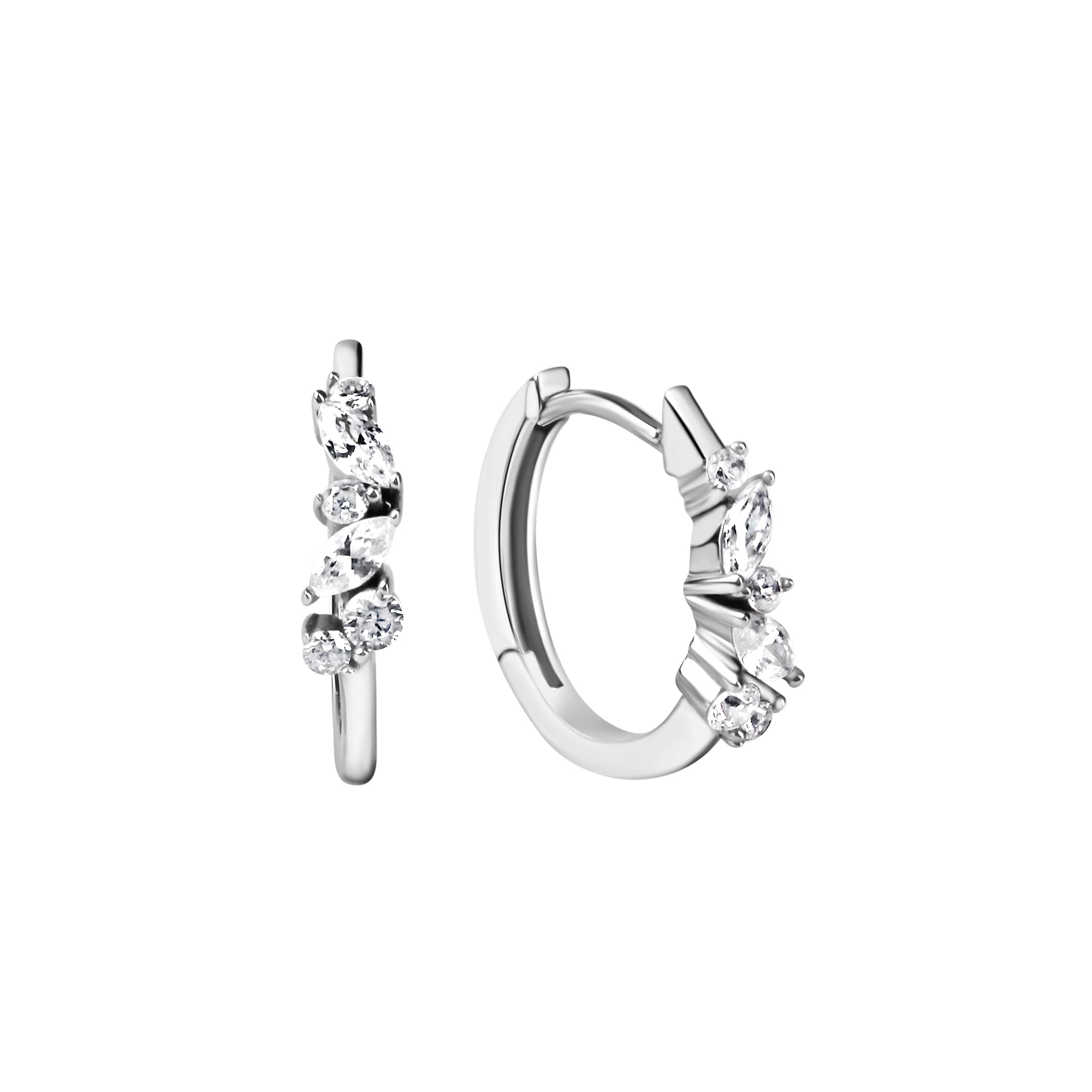 Paar Creolen VIVANCE "375/- Weißgold glanz Zirkonia", weiß (weiß, weiß), Ohrringe, Damen, one-size, Gold