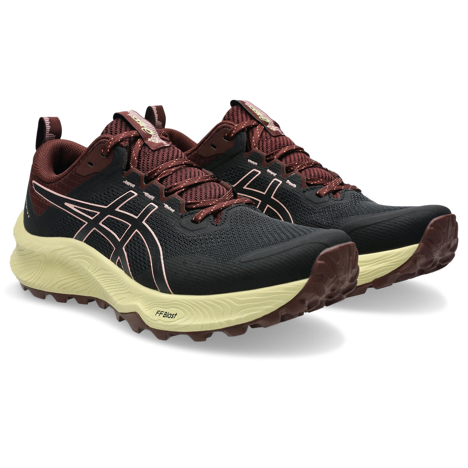 Trailrunningschuh ASICS "TRABUCO TERRA 3", Gr. 38, schwarz (schwarz, wild blossom), Textil, Sportlich, Schuhe Image