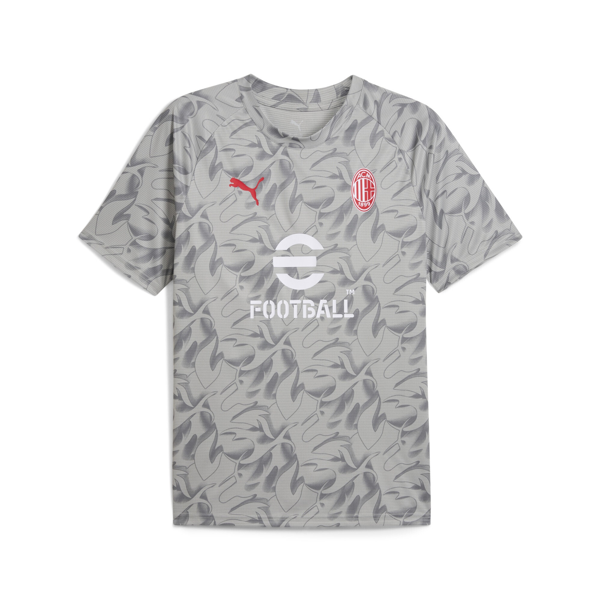 Trainingsshirt PUMA "AC Milan Aufwärmtrikot Herren", Herren, Gr. S, weiß (smokey gray weiß), Obermaterial: 100% Polyester, slim fit, Rundhals, Shirts Image