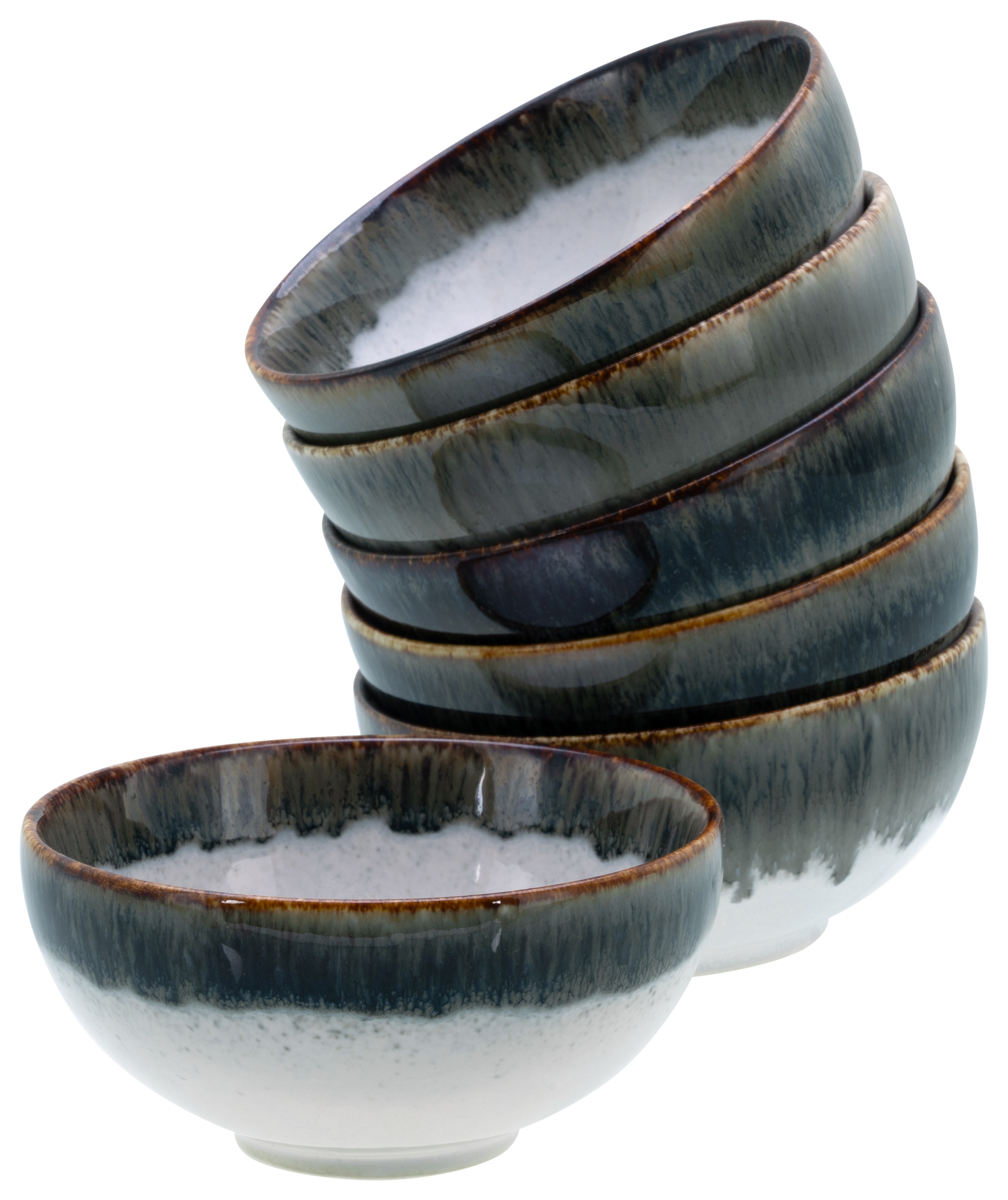 Dipschale CREATABLE "Cascade, Schale 6-tlg", grau, Ø:12cm, Steinzeug, Schüsseln, Dipschale, Rekativglasur, Healthy Food