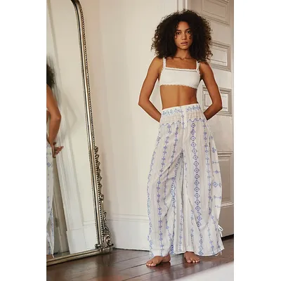 Come Over Printed Pants by Intimately at Free People in Ivory Combo, Size: XL