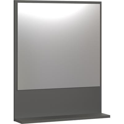 Badspiegel WELLTIME "Amrum", grau (anthrazit), B:60cm H:74cm T:14cm, FSC-zertifizierter Holzwerkstoff, glasspiegel, Spiegel, Eleganter Badezimmerspiegel mit Ablage Image