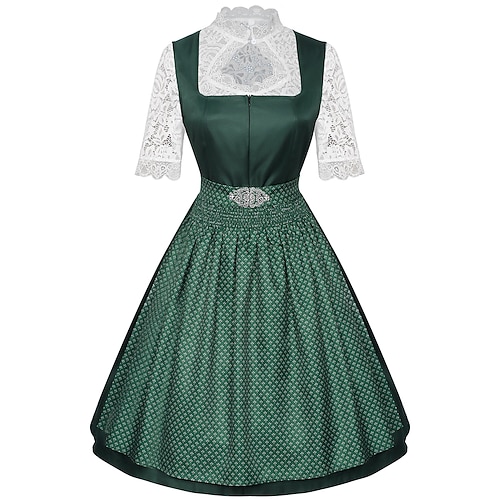 Carnaval Oktoberfest Robe Dirndl Blouse Dirndl Dentelle Femme de ménage Bavarois Prairies Femmes Soirée Fête de la Bière Tissu de style traditionnel