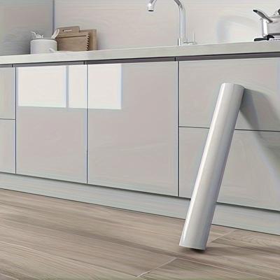TEMU Glossy White Self-adhesive Kitchen Stickers -proof For Cabinets, Countertops & Tables - Modern Plastic Decor, Cabinet Surface Protection | Glossy White Stickers | Selfadhesive Stickers Image
