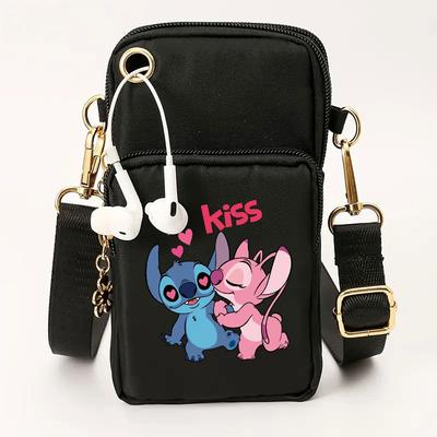 TEMU 1pc Stitch Zipper Mobile Phone Slant Bag, Outdoor Sports Wrist Bag, Coin Mobile Phone Bag, Summer Nylon Small Bag, Day Gift, Father's Day Gift. Image