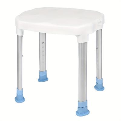 TEMU Adjustable Height Shower Stool For Seniors - Non-slip Rubber Feet, Aluminum Frame, 6-position Bath Chair (16.14-21.06), White, , Max 150kg Load Capacity, Shower Seat Image