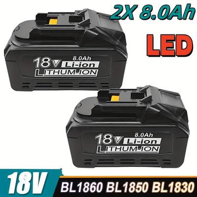 TEMU 4pcs/ 2pcs Bl1860b 18v 8000mah Battery For Makita 18v Lithium-ion Battery Compatible With Bl1830 Bl1840 Bl1840b Bl1850 Bl1860 Bl1860b 194204-5 -400 With Led Display Image