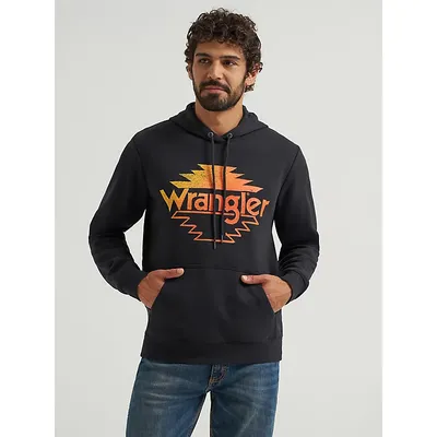 Wrangler Men Southwestern Logo Hoodie Jet Black Size S