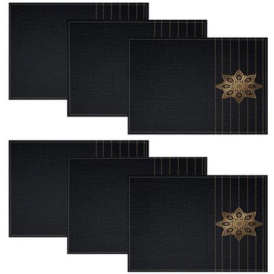TEMU 2pcs/4pcs/6pcs Simple Floral Border Pattern Holiday Party Placemats With Stylish Abstract Print - Durable Heat-resistant Table Mats To Enhance Your Kitchen Decor Image