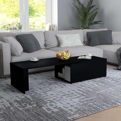 "TEMU Elegant Black Hardwood Coffee Table - 59"x20"x13.8" - , Easy , Room Decor, Coffee Table For Living Room" Image