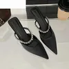 Pointed Toe Sexy Crystal Women Slippers High Heels Shoes Summer Luxury Brand Sandals 2025 Party Elegant Flip Flops Mules Pumps