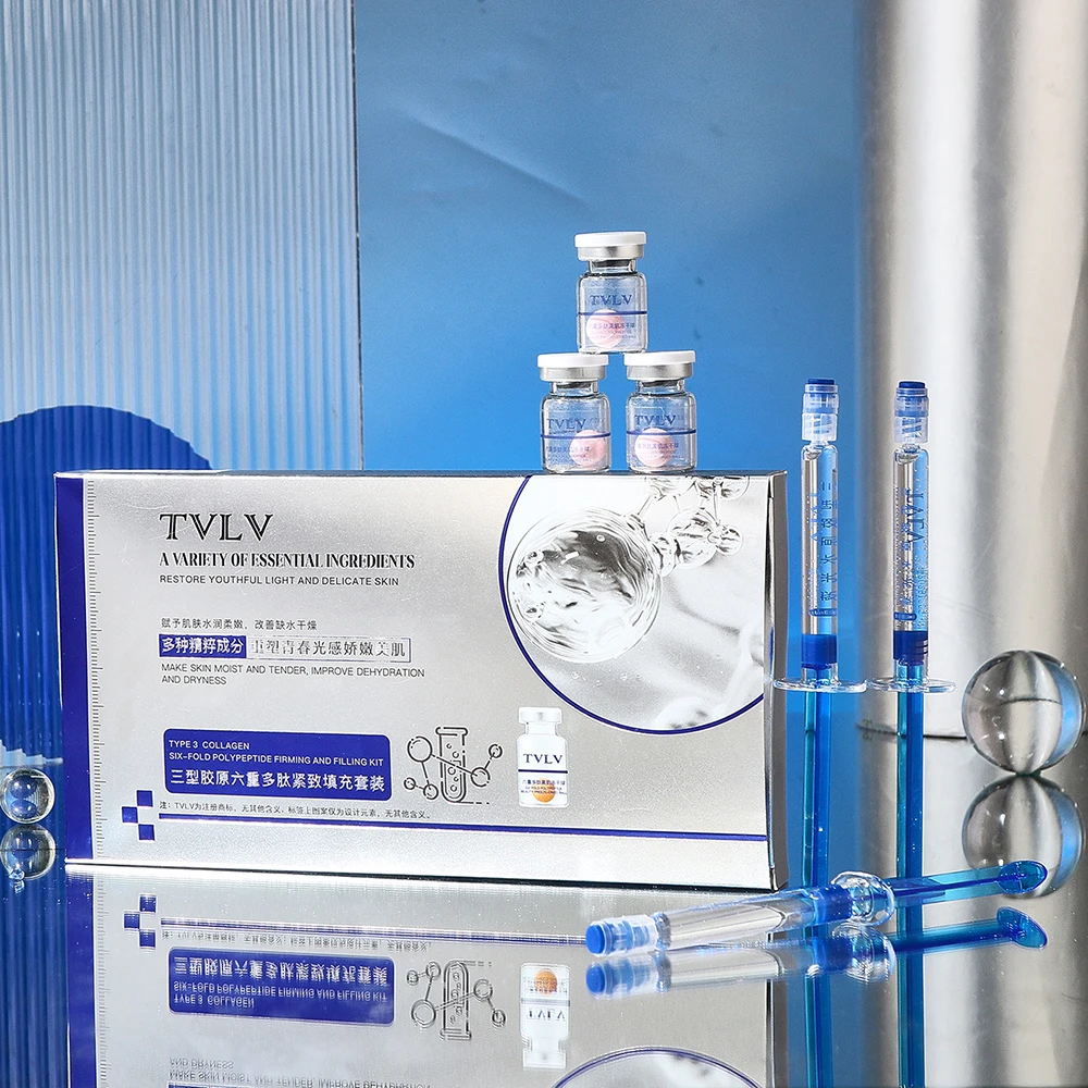 Typ III Kollagen Sechs Peptid Kompaktfüllung Gefriergetrocknete Ballessenz Reduziert feine Linien Feuchtigkeitsspendendes Gesichtsserum Korea Hautpflege Image