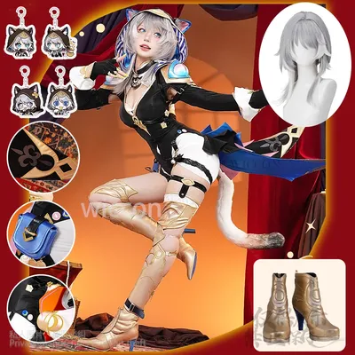 Honkai Star Rail Spiel Cosplay Cipher Anime Kostüm Sexy Katze Pelzigen Uniform Overall Punk Kapuze Image