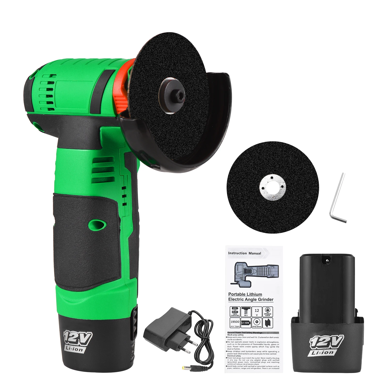 12 V Akku-Winkelschleifer-Werkzeugsatz, tragbarer elektrischer Lithium-Winkelschleifer, 19500 U/min, wiederaufladbarer Mini-Netzschneider Image