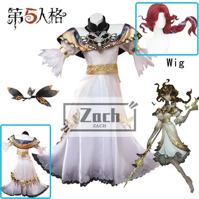 Spiel Identität VGhost Gesicht Motte Naiad Cosplay Kostüm Perücke Gnade Weißes Kleid Gesichts Image