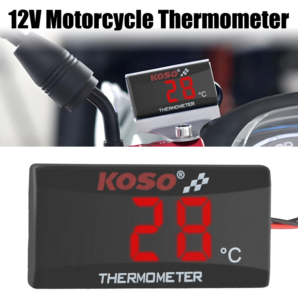 Rot Blau Indikator Warnung Motorrad Thermometer mit Sensoren 0~120 ° C Monitor 12V Wassertank Nachrüsttemperaturmesser Image