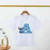 Lilo&Stitch A B C D Damen Schönes weißes T-Shirt, Disney Kawaii Damenbekleidung, kurzärmeliges