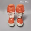 Ricks Marke Männer Ankle Boot Casual Leder High Top Frauen Sneaker Orange Geobasket Luxus Owens Designer Dicke Sohle Flache schuh