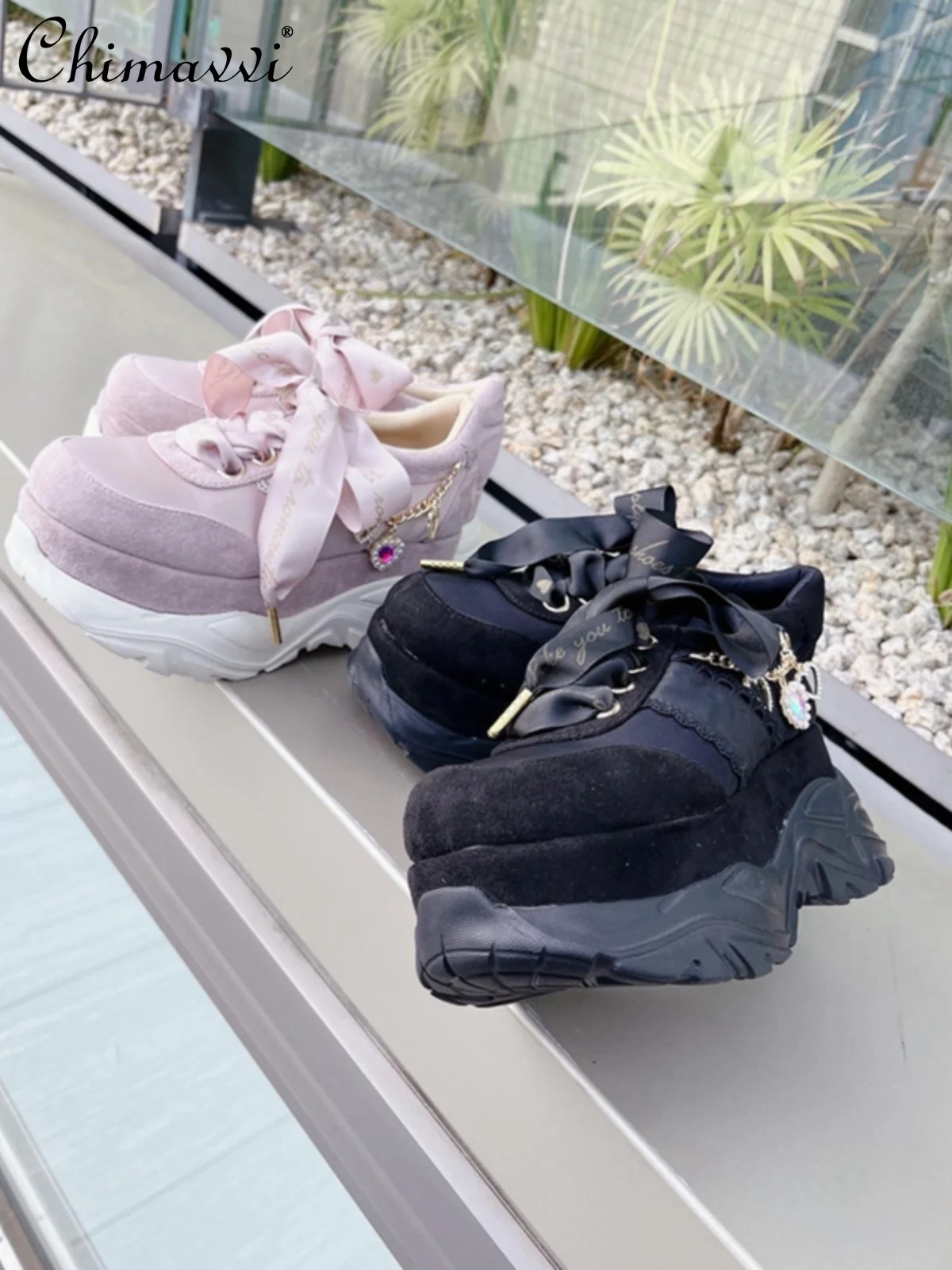 Liz Japanische Mine Süße Mädchen Liebe Strass Kette Lolita Plattform Muffin Schuhe Herbst Neue frauen Turnschuhe Casual Pumpe Schuhe
