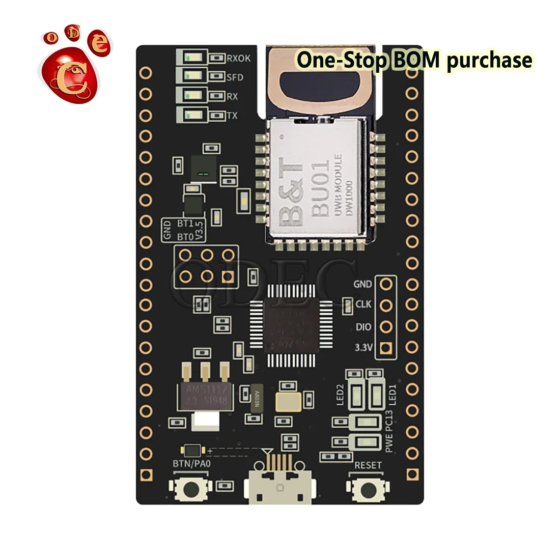 BU-01 BU01 UWB-Positionierungsmodul für den Innenbereich, Etikett + Basisstation, ultrabreites Band, kurze Reichweite, hochpräzises Entfernungsmodul BU01 Image