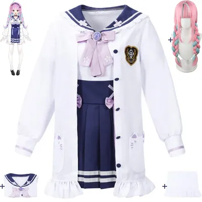 Youtuber Vtuber Hololive Minato Aqua Cosplay Kostüm Perücke Anime Loli Lolita Schule Seemann JK Image