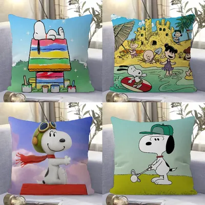 Cartoon-S-Snoopys Kissenbezüge, Heimbettwäsche, dekorativer Kissenbezug, Hochzeit, superweicher Kissenbezug Image